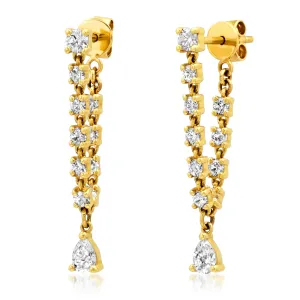 DIAMOND LONG TEARDROP EARRINGS, 14kt GOLD