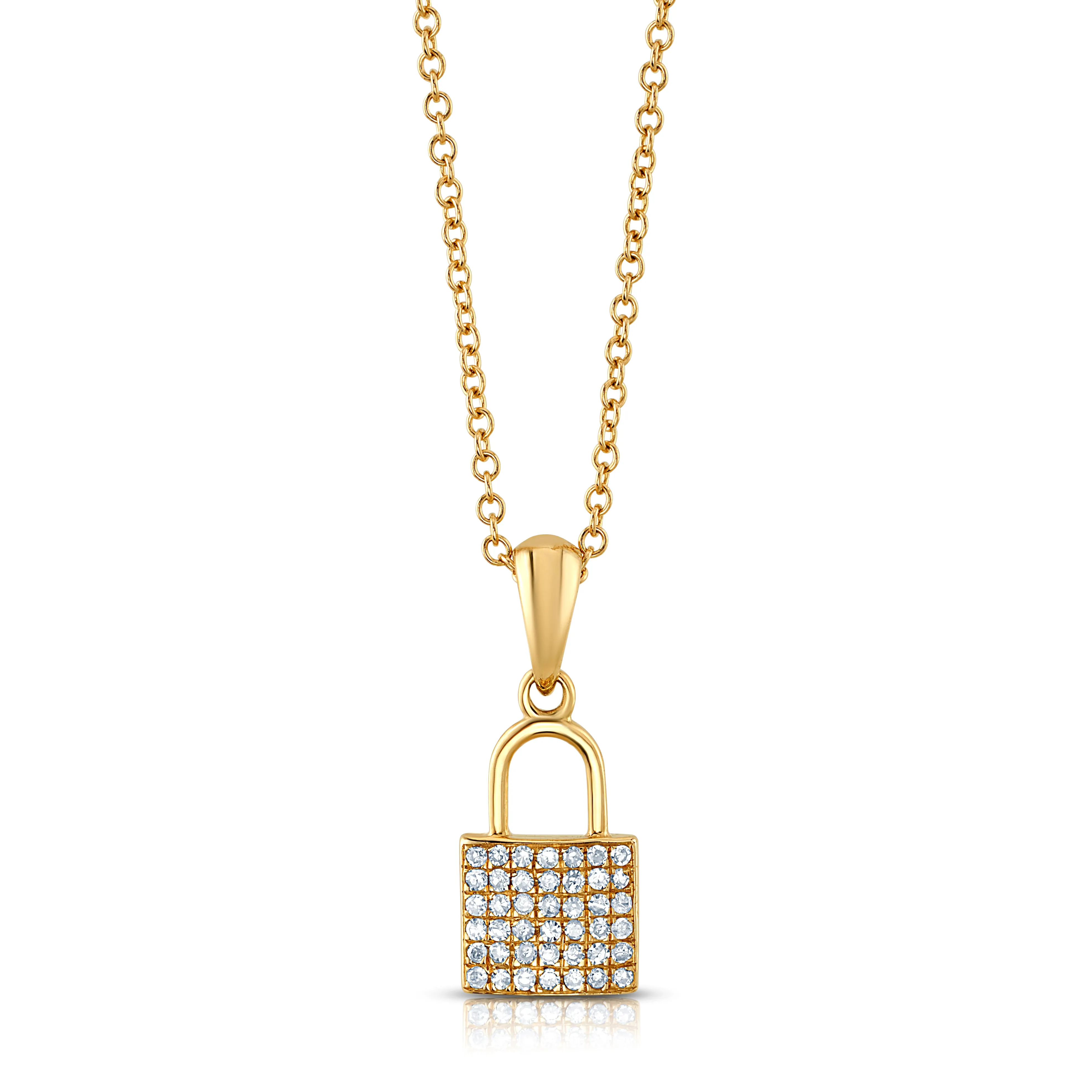 DIAMOND PADLOCK NECKLACE, 14kt Gold