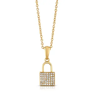 DIAMOND PADLOCK NECKLACE, 14kt Gold