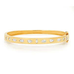 DIAMOND SHAPES BANGLE, 14kt GOLD
