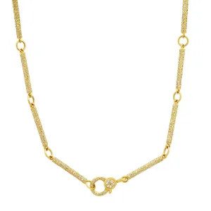 DIAMOND SOLID PIPE LINK CHAIN, 14kt GOLD, 19"