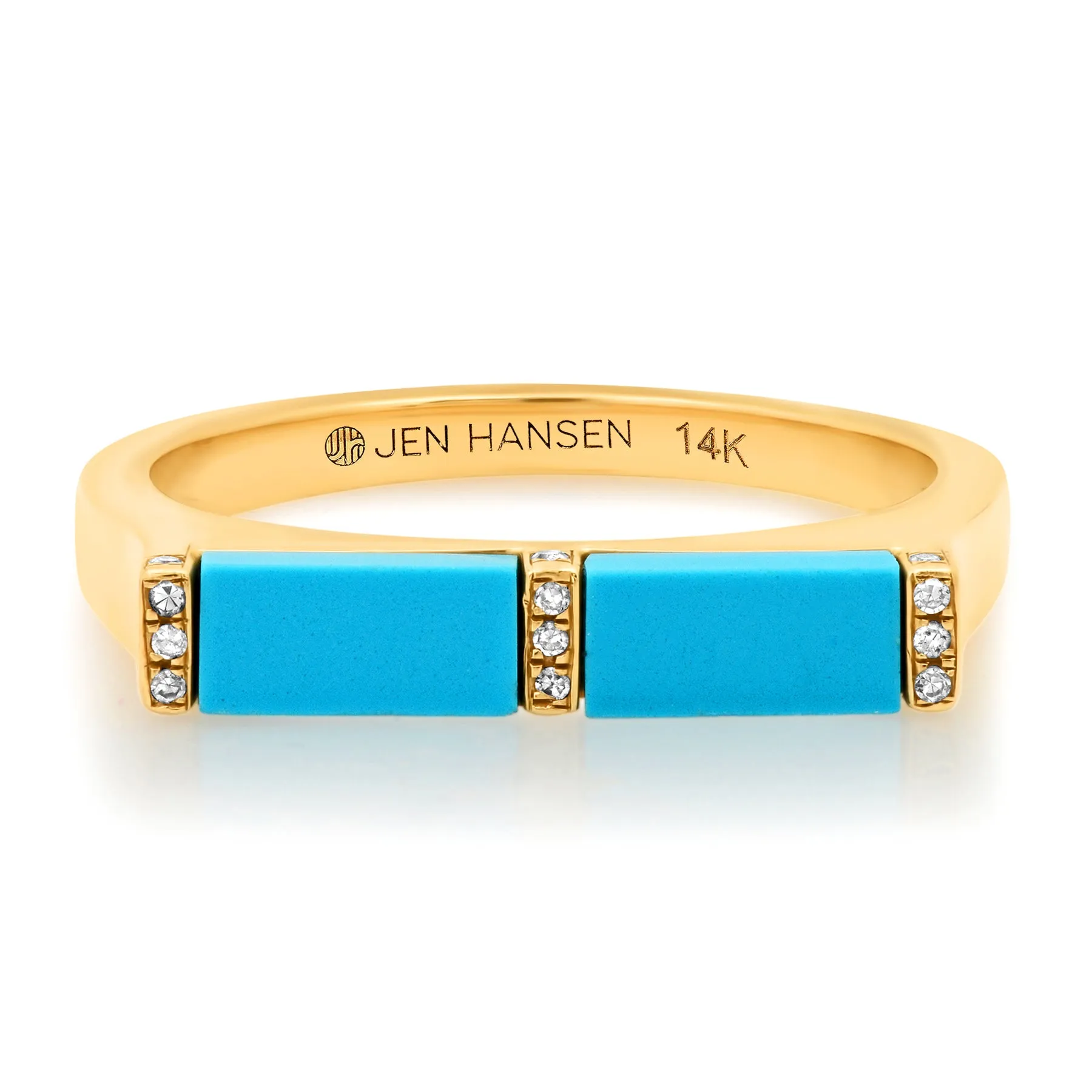 DIAMOND TURQUOISE RING, 14kt GOLD