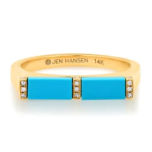 DIAMOND TURQUOISE RING, 14kt GOLD
