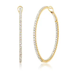 DIAMONDS INSIDE AND OUT HOOPS, 14kt GOLD