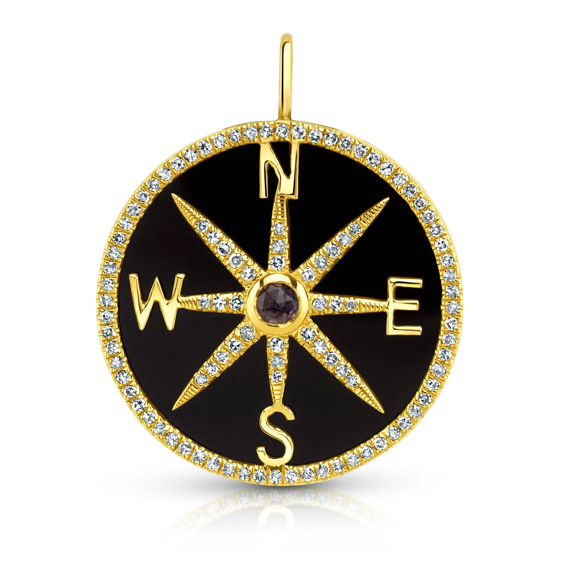 DIVINE DIRECTION BLACK ONYX PENDANT, DIAMOND, 14kt GOLD