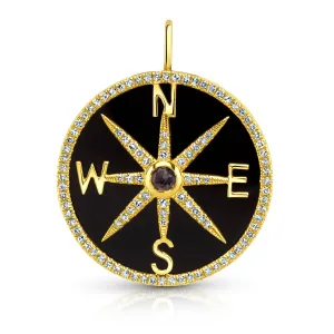 DIVINE DIRECTION BLACK ONYX PENDANT, DIAMOND, 14kt GOLD