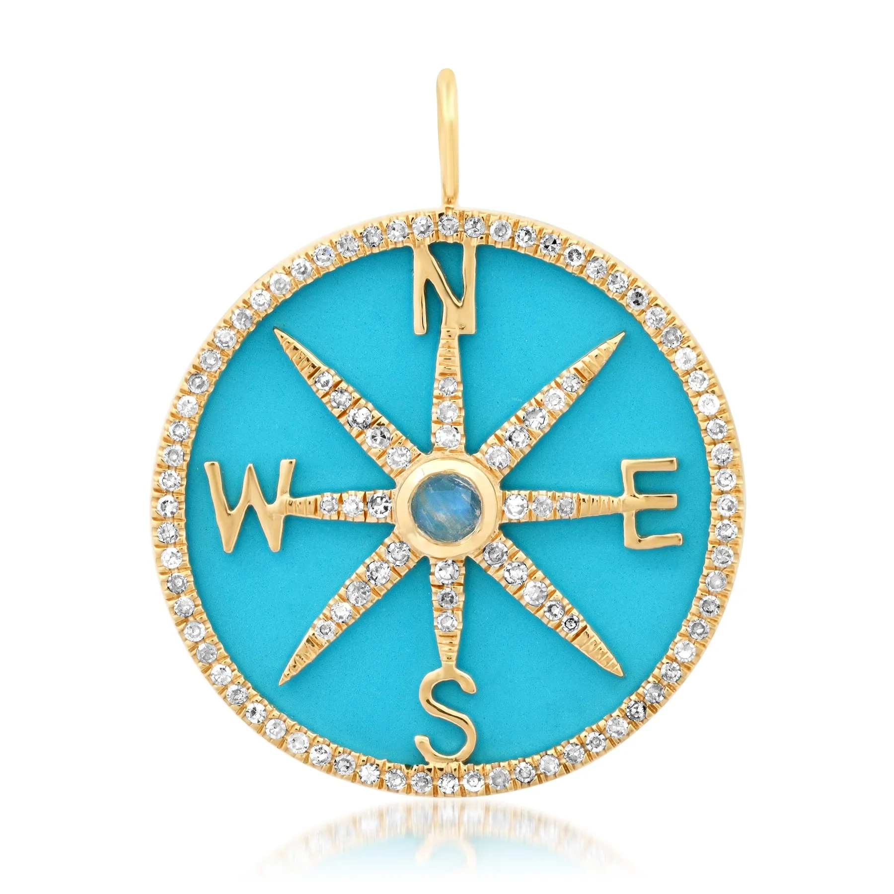 DIVINE DIRECTION TURQUOISE DIAMOND PENDANT, 14kt Gold