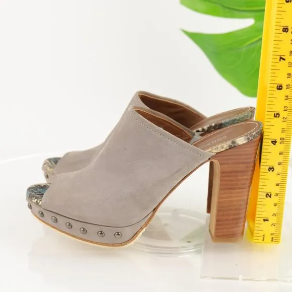 Donald Pliner Women Jett Sandal Size 7.5 Gray Leathe Block Heel Platform Studded