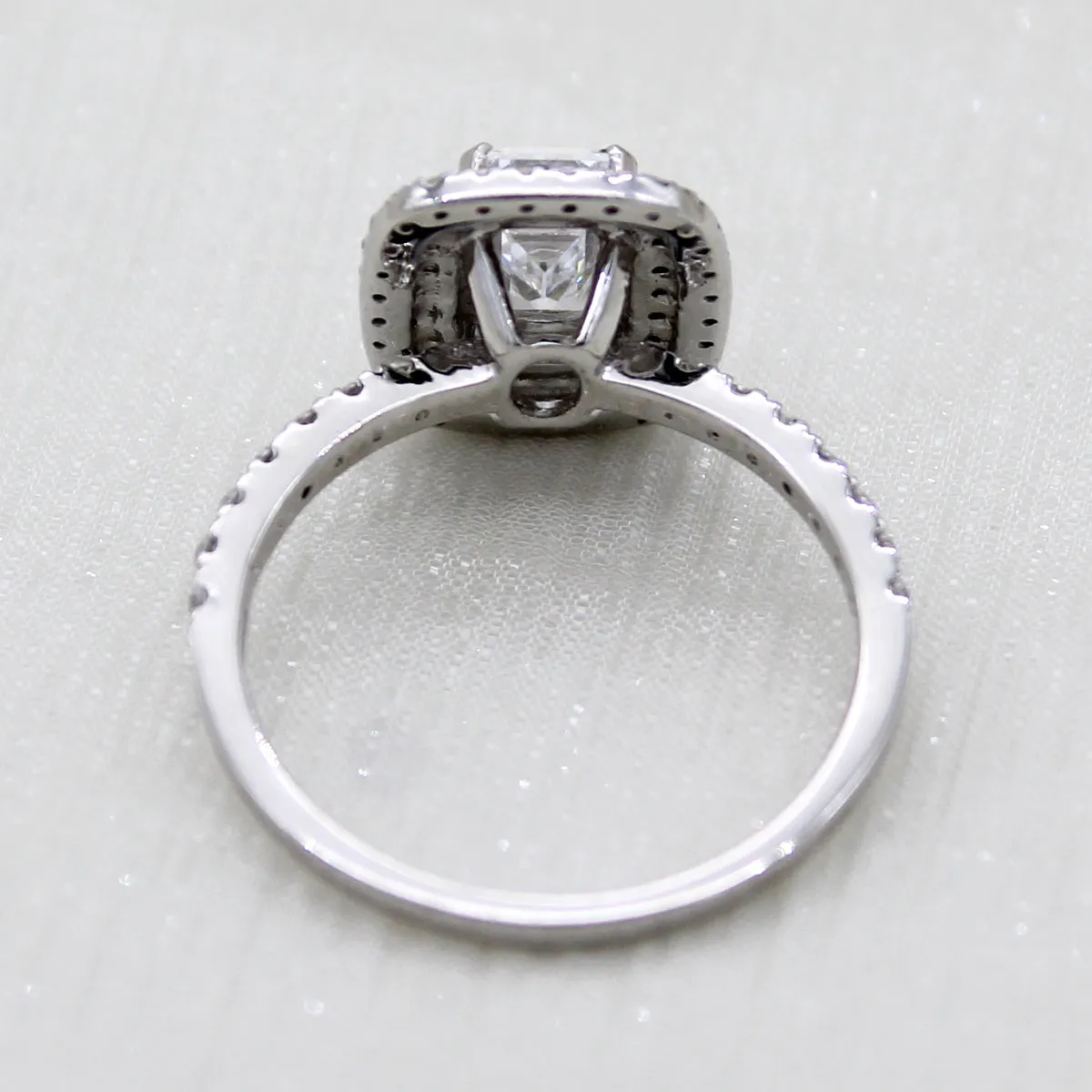 Double Halo Emerald Diamond Classic Wedding Engagement Ring