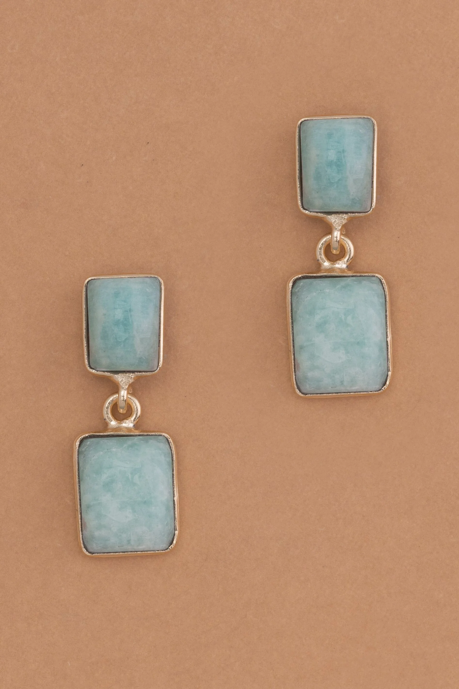 Double Square Amazonite Earrings