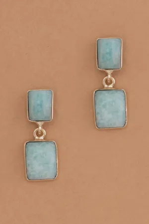 Double Square Amazonite Earrings