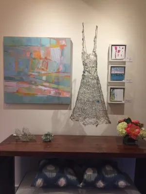 Dress, Shoes, and Geode Sculpture Installed