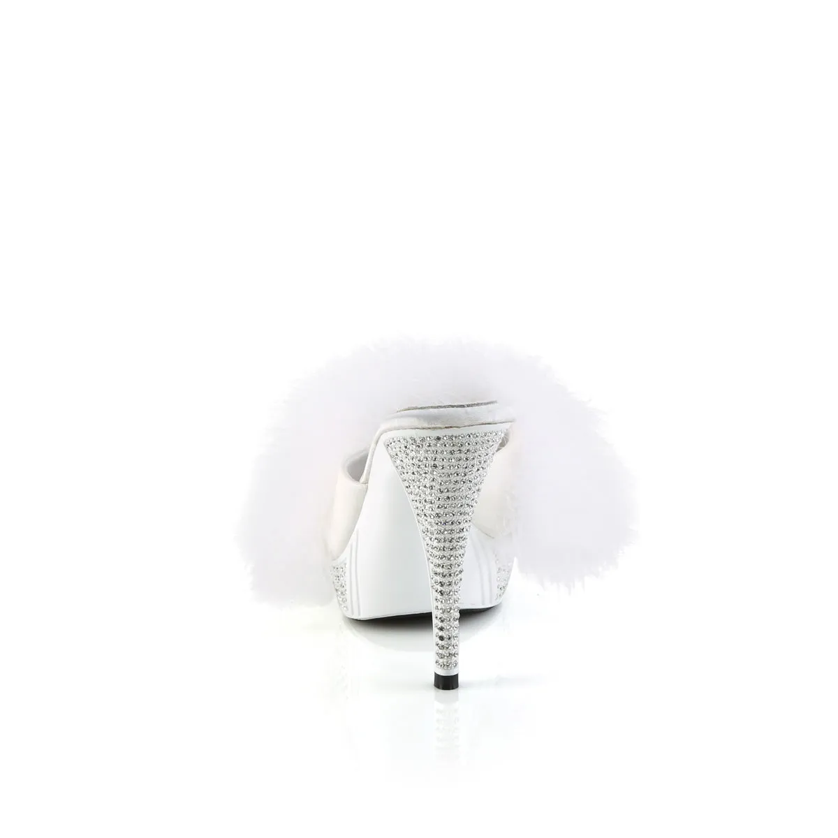 ELEGANT-401F  White Marabou-Faux Leather/White