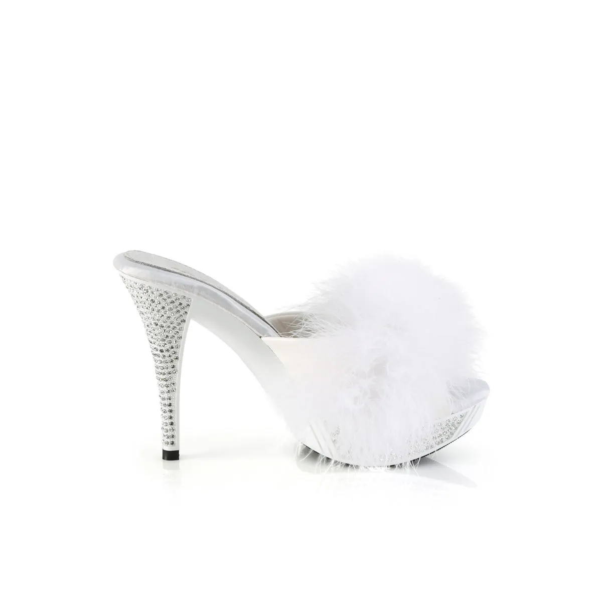 ELEGANT-401F  White Marabou-Faux Leather/White