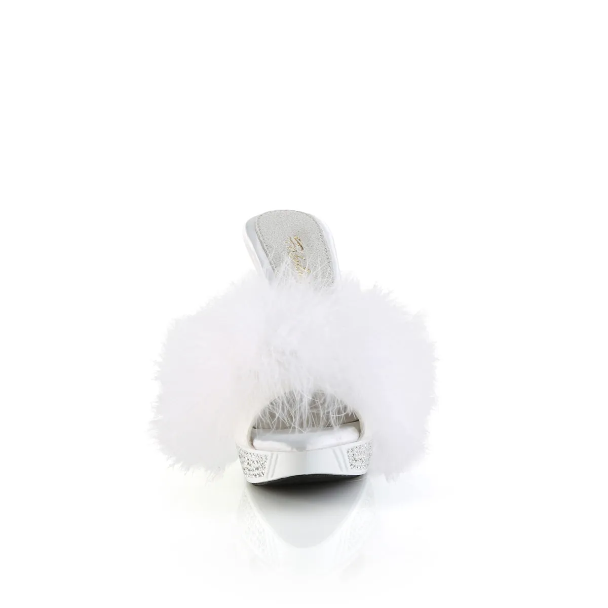 ELEGANT-401F  White Marabou-Faux Leather/White