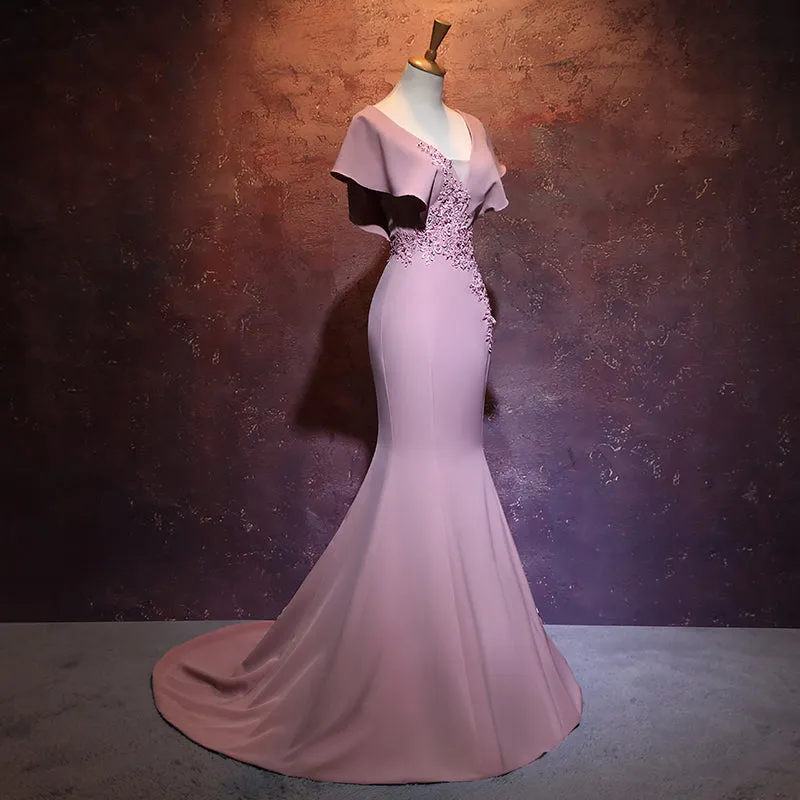 Elegant Mermaid Pink Long Evening Gown, Beautiful Prom Dress