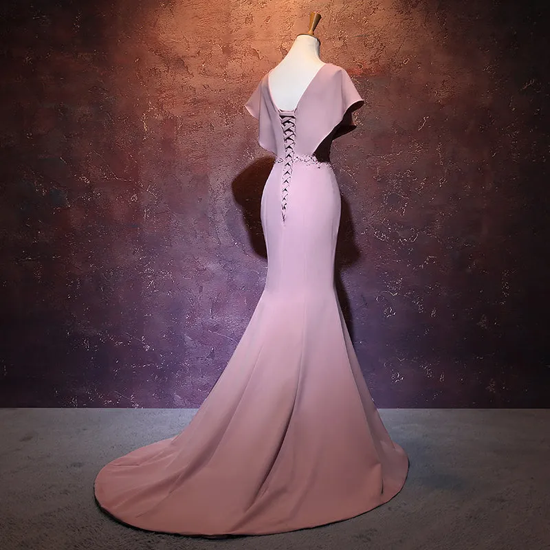 Elegant Mermaid Pink Long Evening Gown, Beautiful Prom Dress