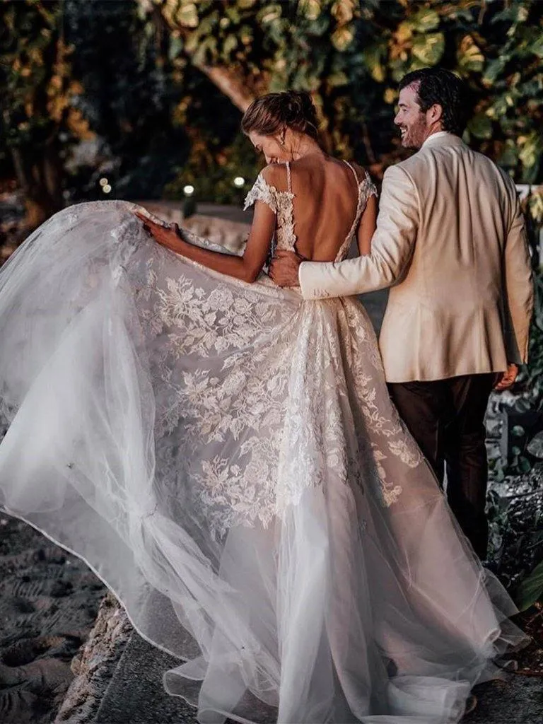 Elegant Mermaid Wedding Dresses Tulle Appliqued Bridal Gowns TN239