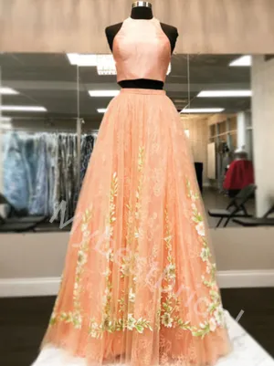Elegant Strapless Two pieces A-line Prom Dresses,PDS0781