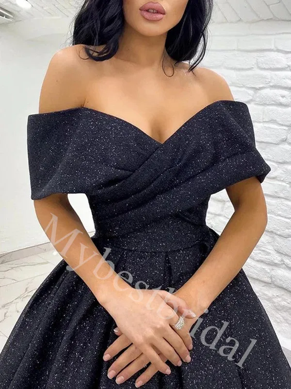 Elegant V-neck Off shoulder A-line Prom Dresses,PDS0966