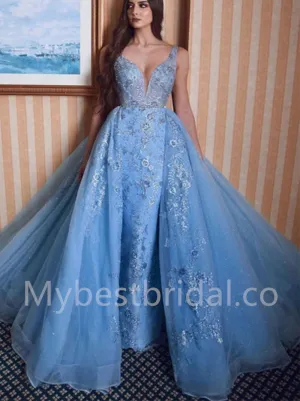 Elegant V-neck Sleeveless A-line Prom Dresses,PDS0561