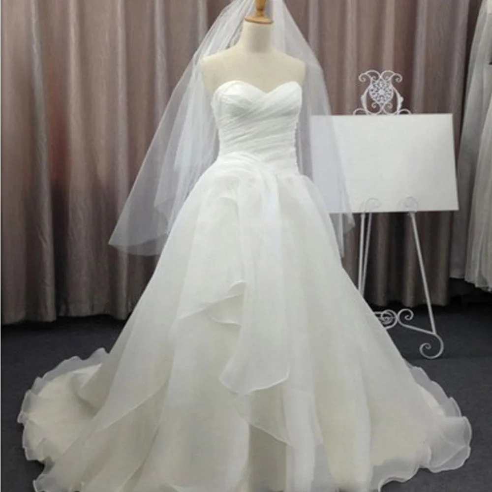 Elegant White Chiffon Simple Sweetheart Wedding Party Dresses,Cheap Bridal Gown,SVD540