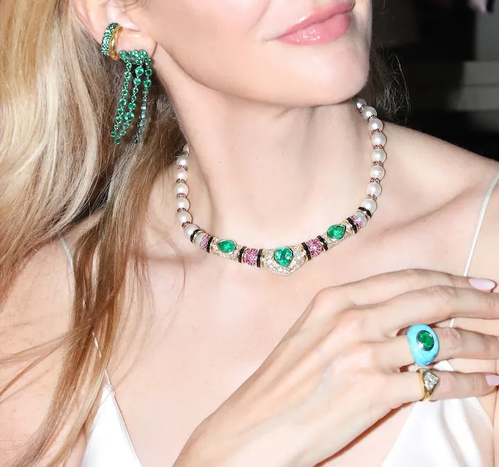 Emerald and Pearl Necklace (One-of-a-Kind, Re-Worked Vintage)