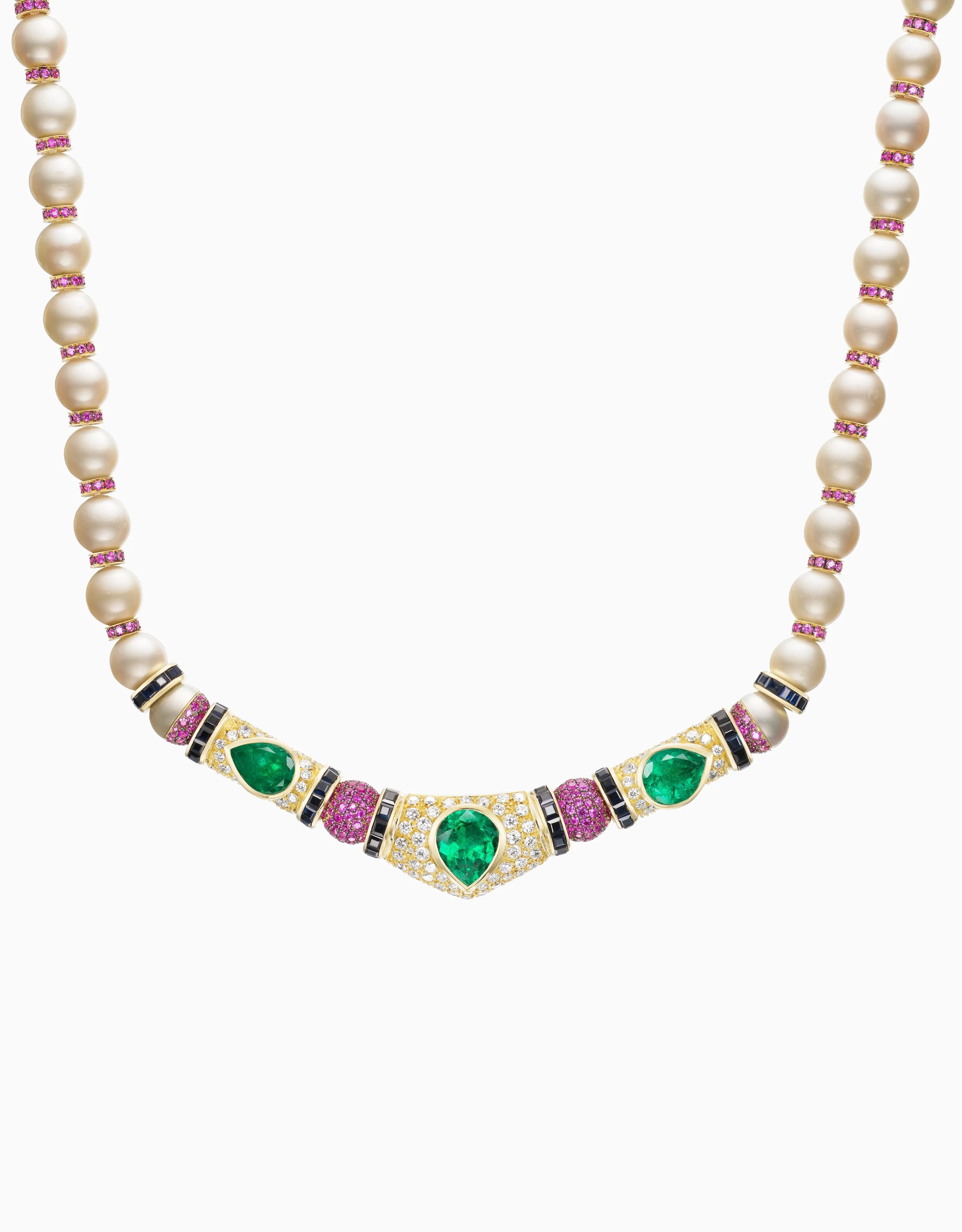 Emerald and Pearl Necklace (One-of-a-Kind, Re-Worked Vintage)