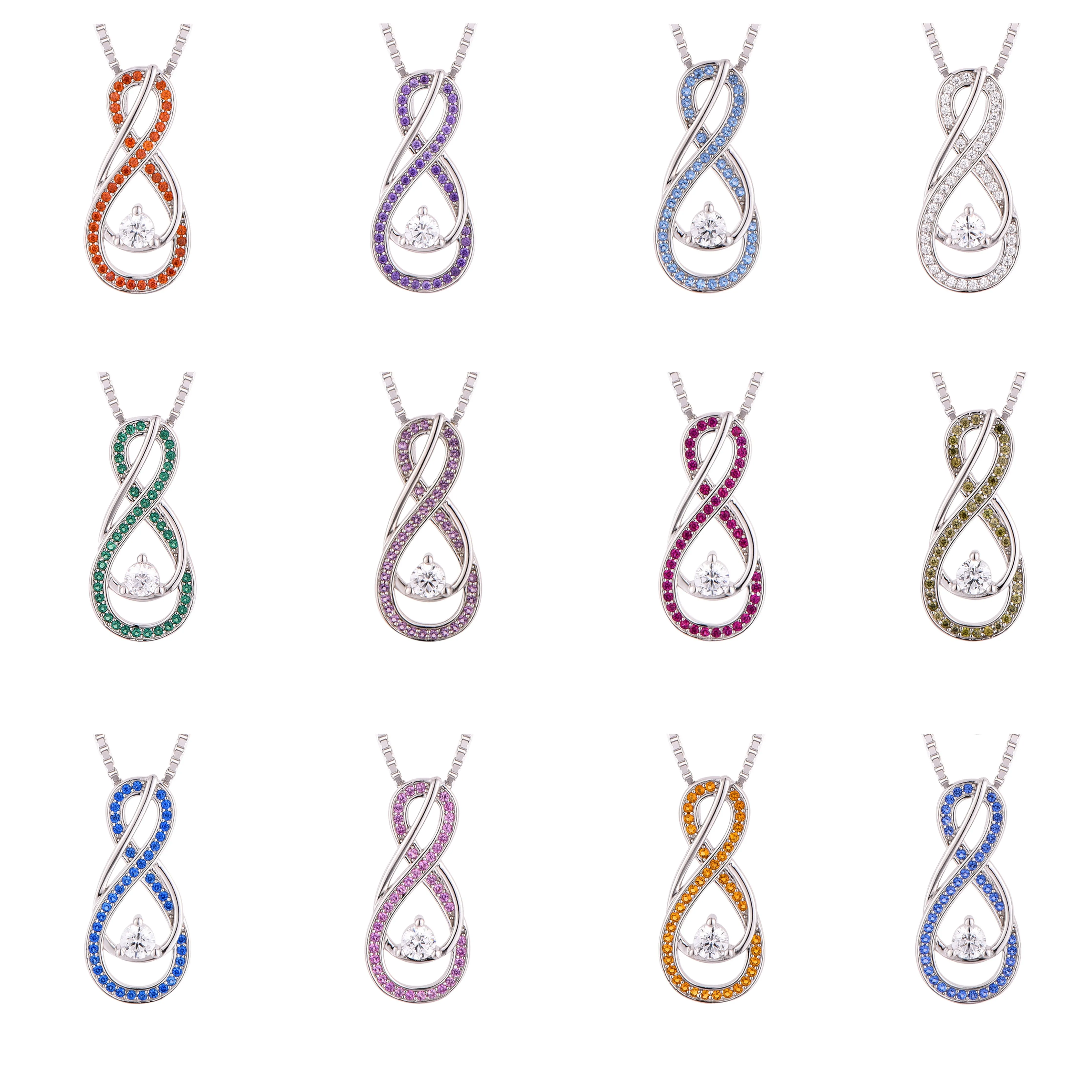 Emerald Green Infinity Birthstone Necklace - May Gemstone