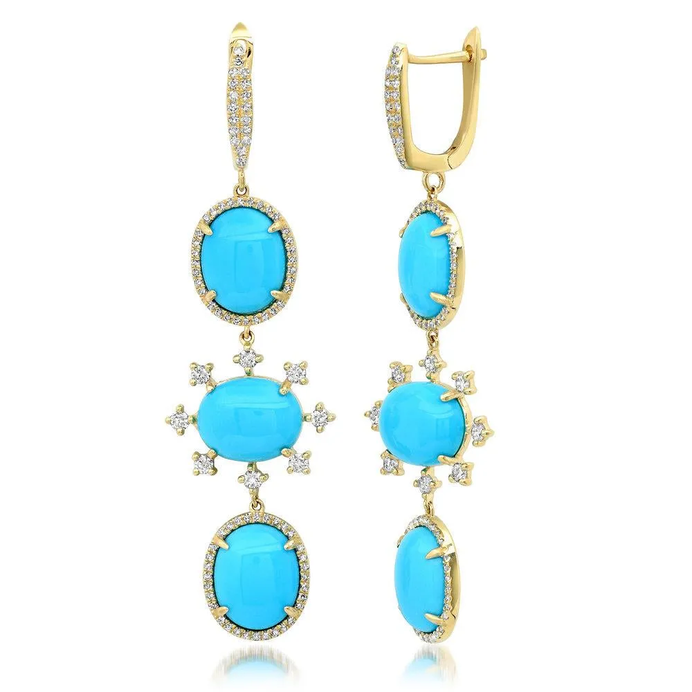EMINENCE DIAMOND EARRING, GOLD, TURQUOISE