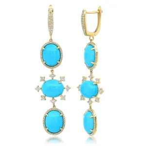 EMINENCE DIAMOND EARRING, GOLD, TURQUOISE