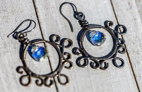 Em'z Blendz Vintage Gypsy Rainbow Crystal & Sterling Silver Earrings | Handcrafted Jewelry