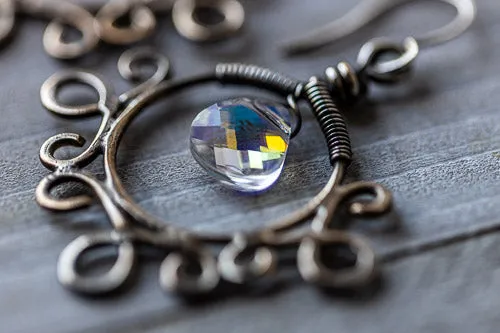 Em'z Blendz Vintage Gypsy Rainbow Crystal & Sterling Silver Earrings | Handcrafted Jewelry