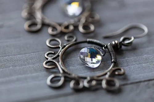 Em'z Blendz Vintage Gypsy Rainbow Crystal & Sterling Silver Earrings | Handcrafted Jewelry