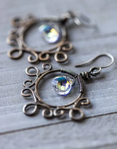 Em'z Blendz Vintage Gypsy Rainbow Crystal & Sterling Silver Earrings | Handcrafted Jewelry
