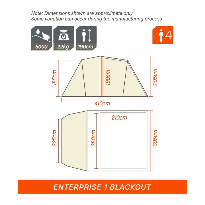 Enterprise 1 Blackout Tent & Enterprise Inflatable Shelter Combo