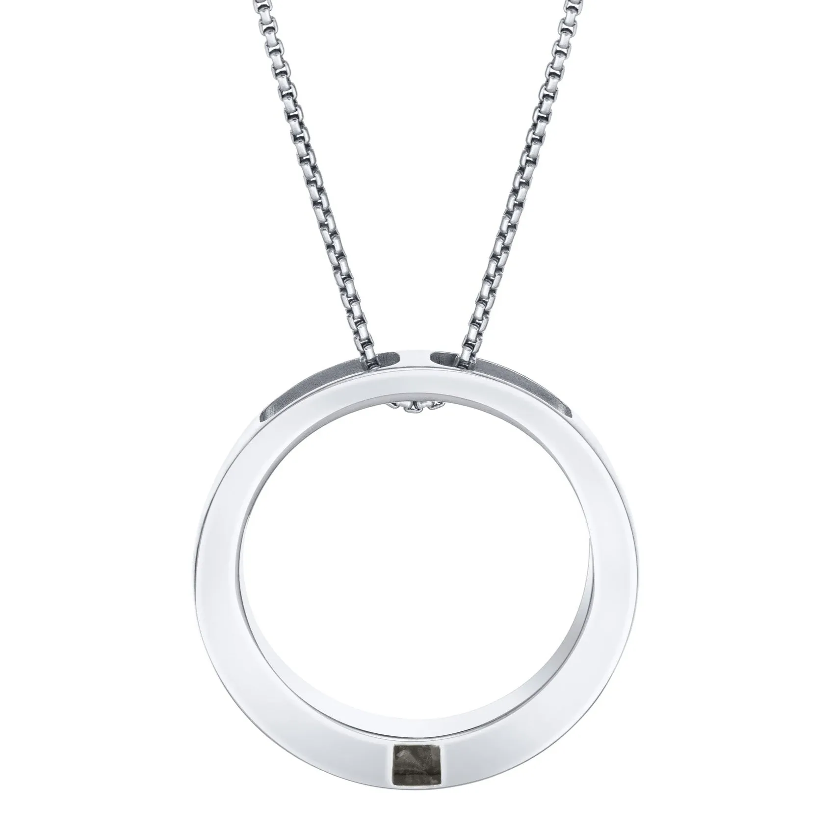 Eternal Circle Cremation Necklace in 14K White Gold