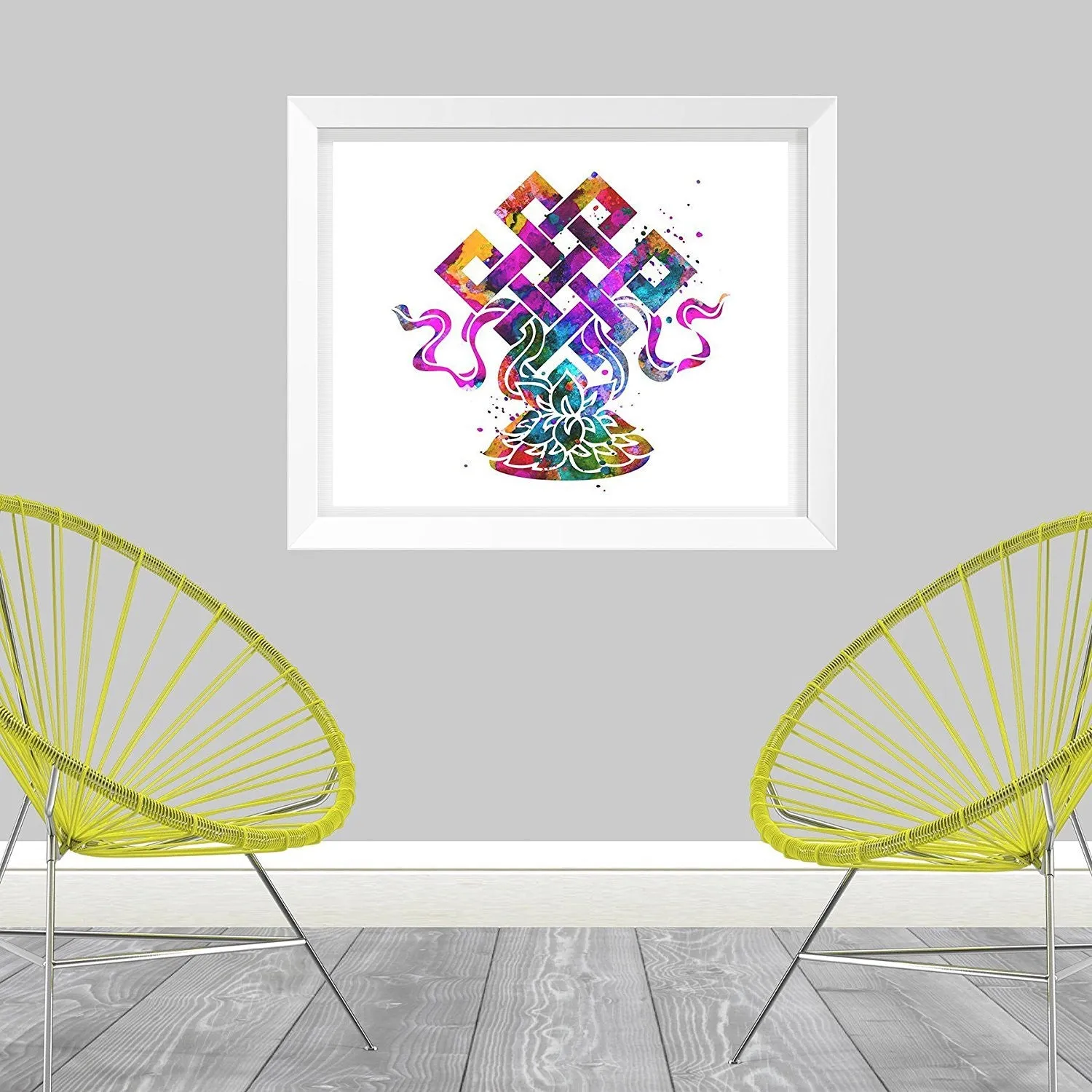 Eternal Knot Lotus Lucky Charm Art Print - Unframed