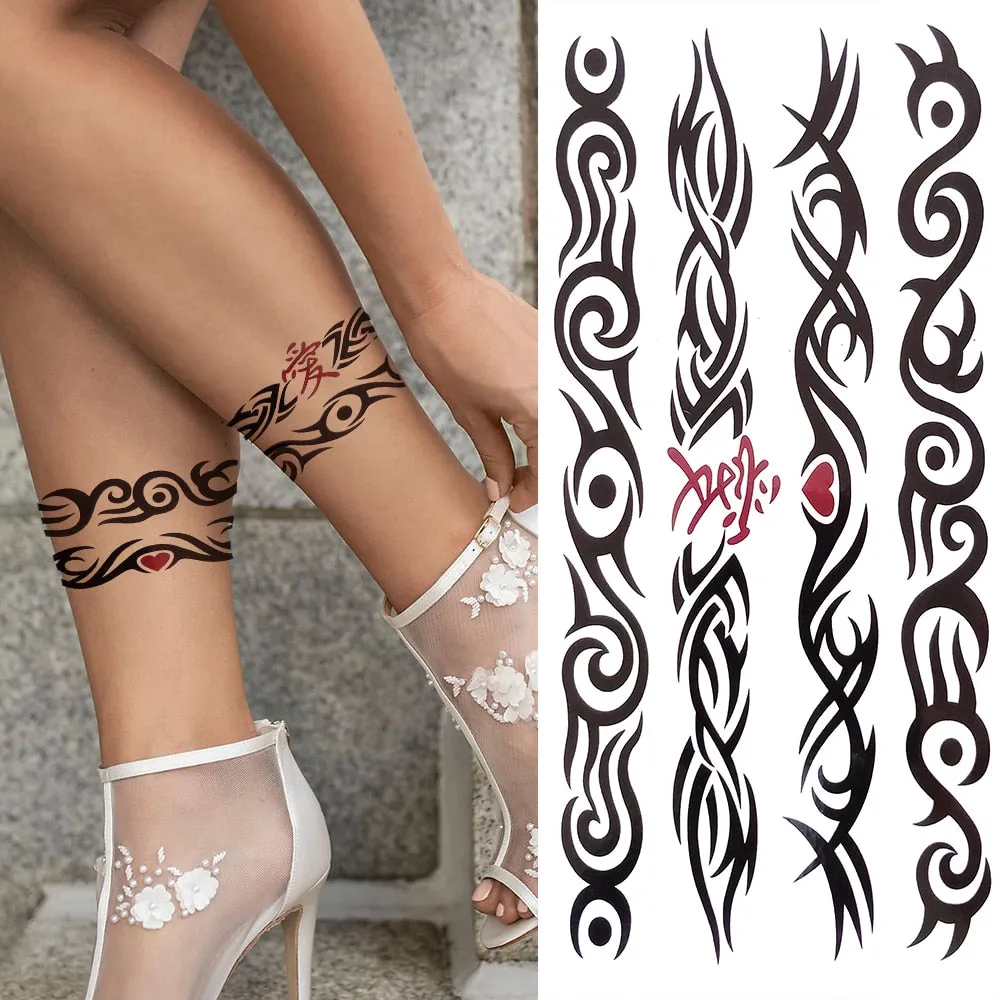 Eternal Lock  Tribal Chain Temporary Tattoo