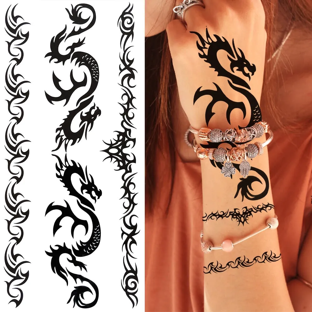 Eternal Lock  Tribal Chain Temporary Tattoo