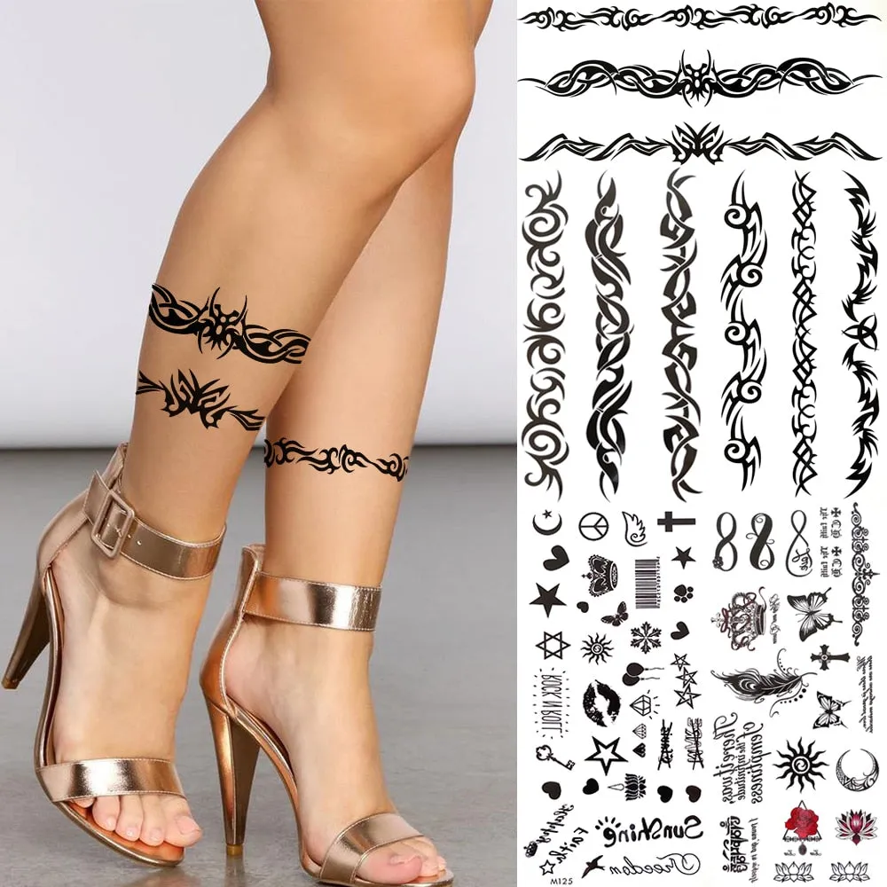 Eternal Lock  Tribal Chain Temporary Tattoo