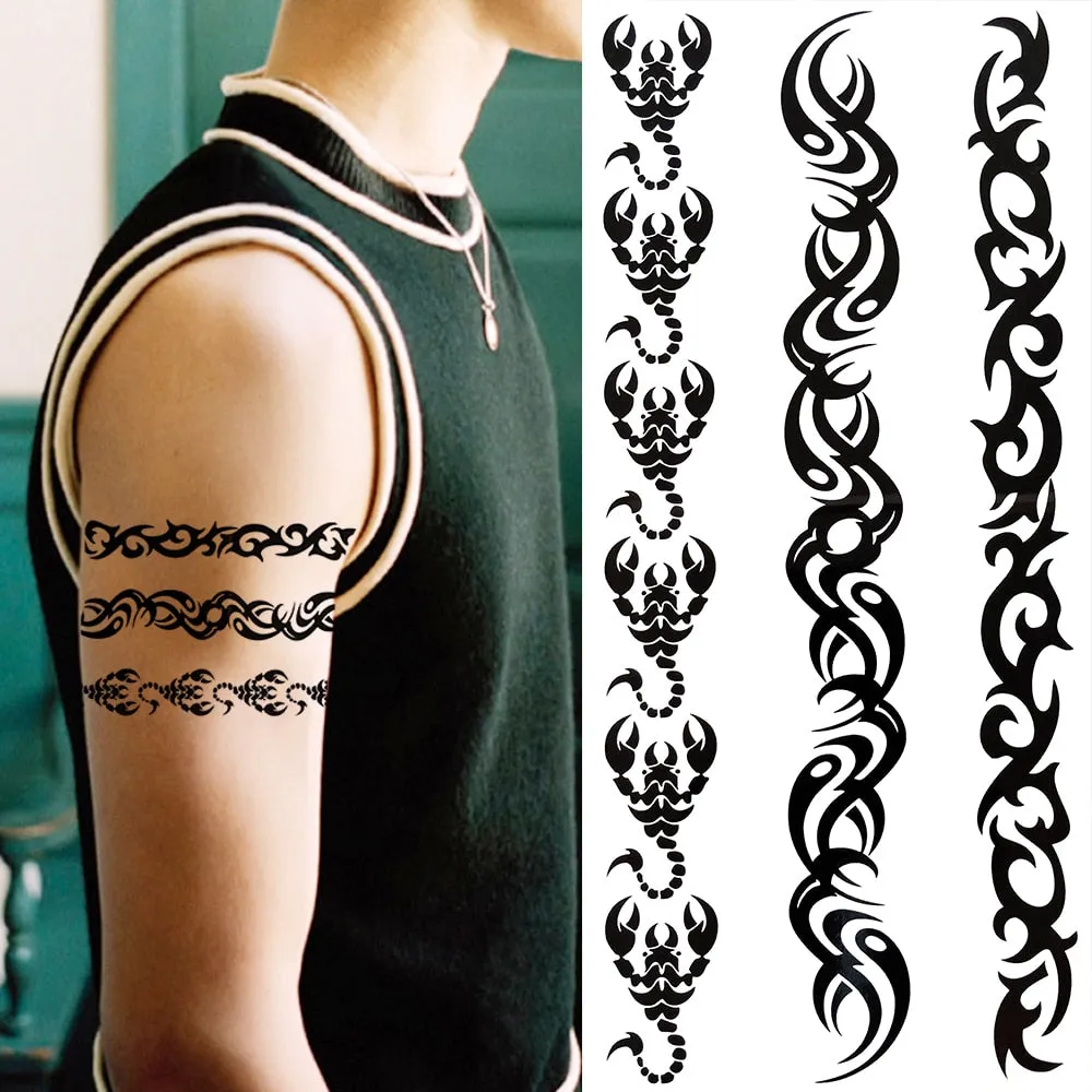 Eternal Lock  Tribal Chain Temporary Tattoo