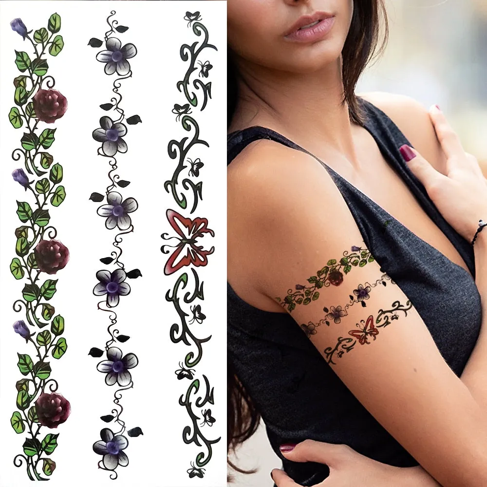 Eternal Lock  Tribal Chain Temporary Tattoo