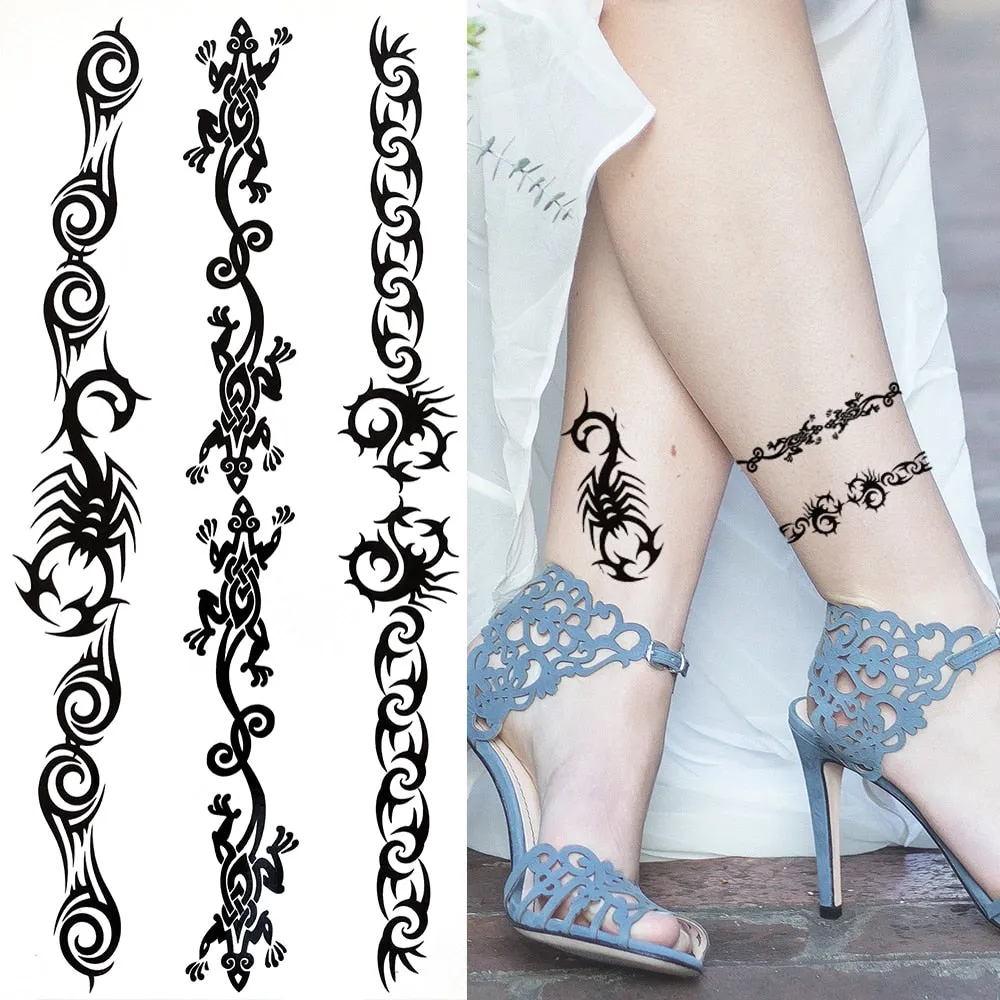 Eternal Lock  Tribal Chain Temporary Tattoo