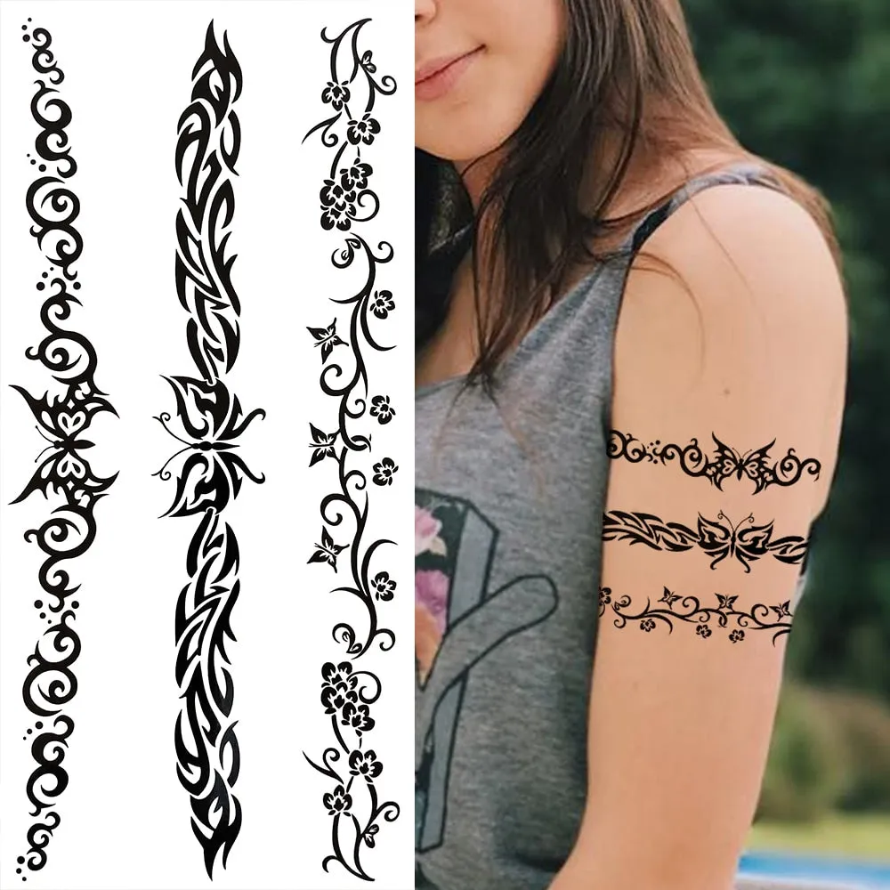 Eternal Lock  Tribal Chain Temporary Tattoo