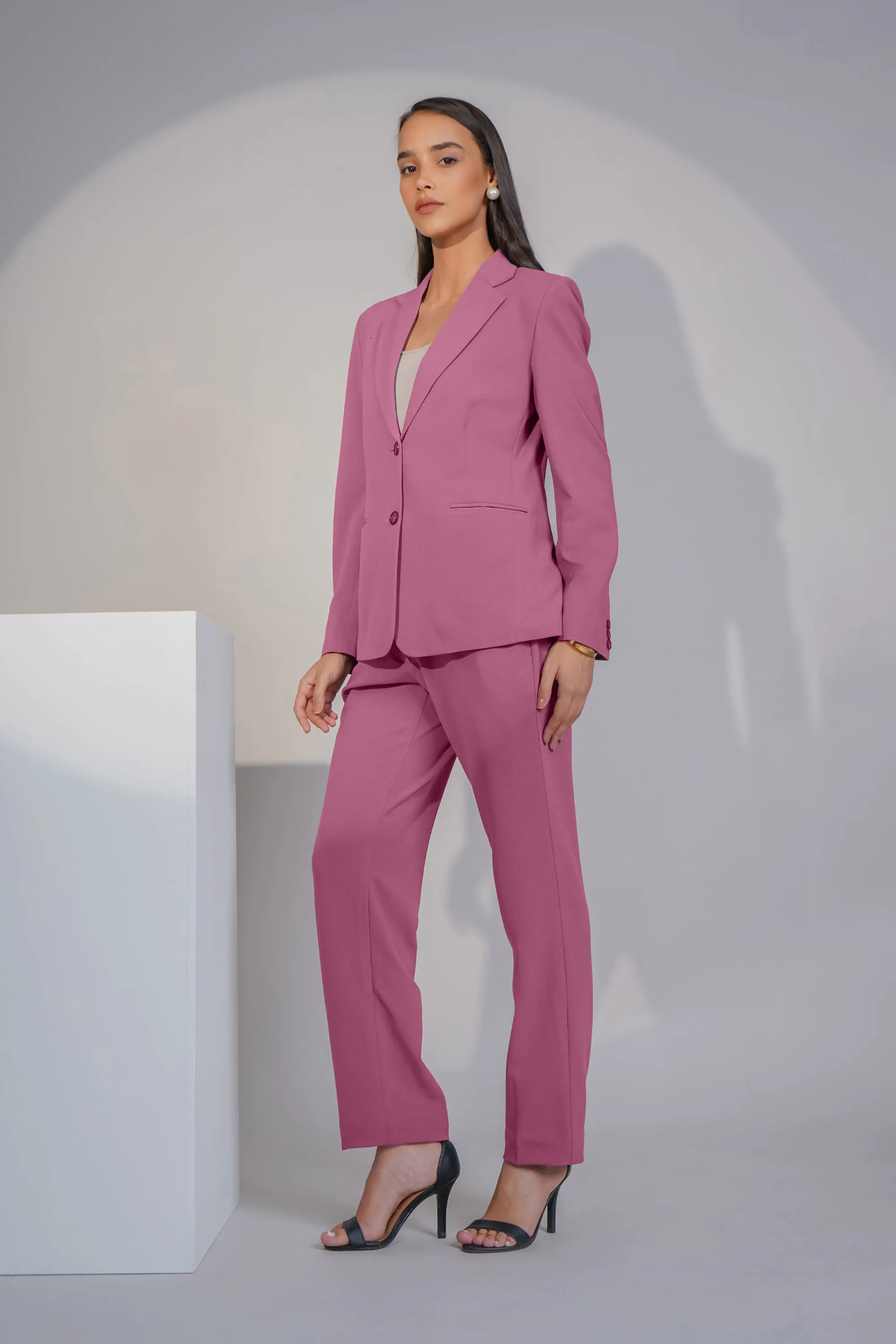 Eternal Office Blazer with Pants Power Suit, Mauve