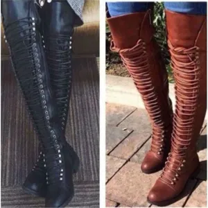 European Over The Knee Long Lace Up boots