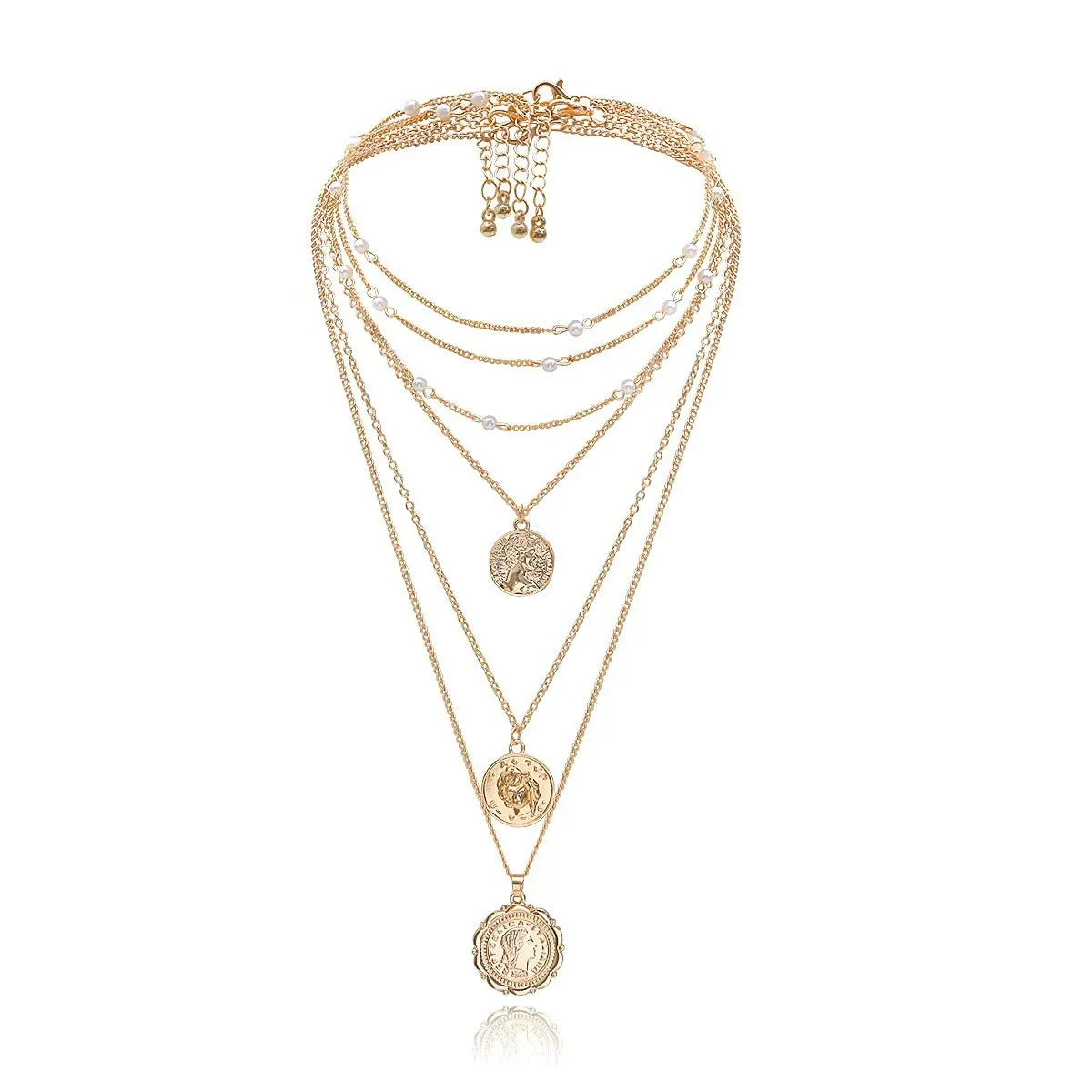 Exaggerated Portrait Relief Pearl Necklace