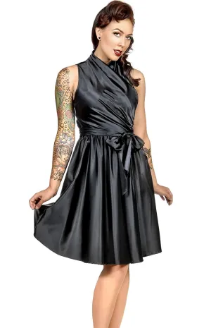 Fall Dress Black Wrap Style Retro Rockabilly Swing Dress
