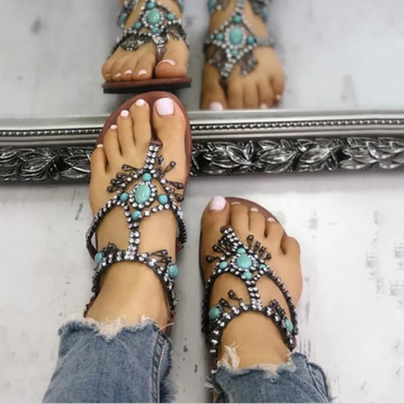 Fashion Beaded Flat Sandals